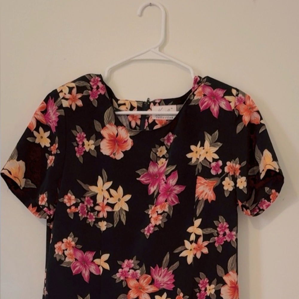 Kathie Lee Collection Floral Top - Black and Pink